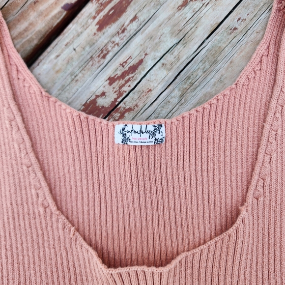 Intimately Free People Ribbed Knit Cotton Tank in Pink EUC - Picture 2 of 5
